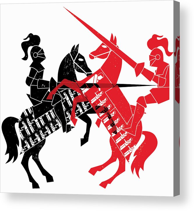 Adult Acrylic Print featuring the photograph Knights Jousting As Contrasting by Ikon Images