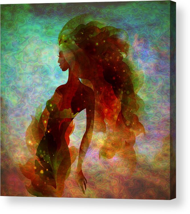 Woman Acrylic Print featuring the digital art Lady Mermaid by Lilia D