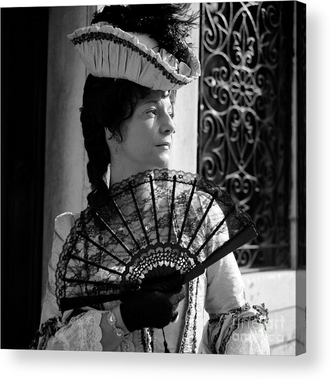 Venezia Acrylic Print featuring the photograph Lady with fan by Riccardo Mottola