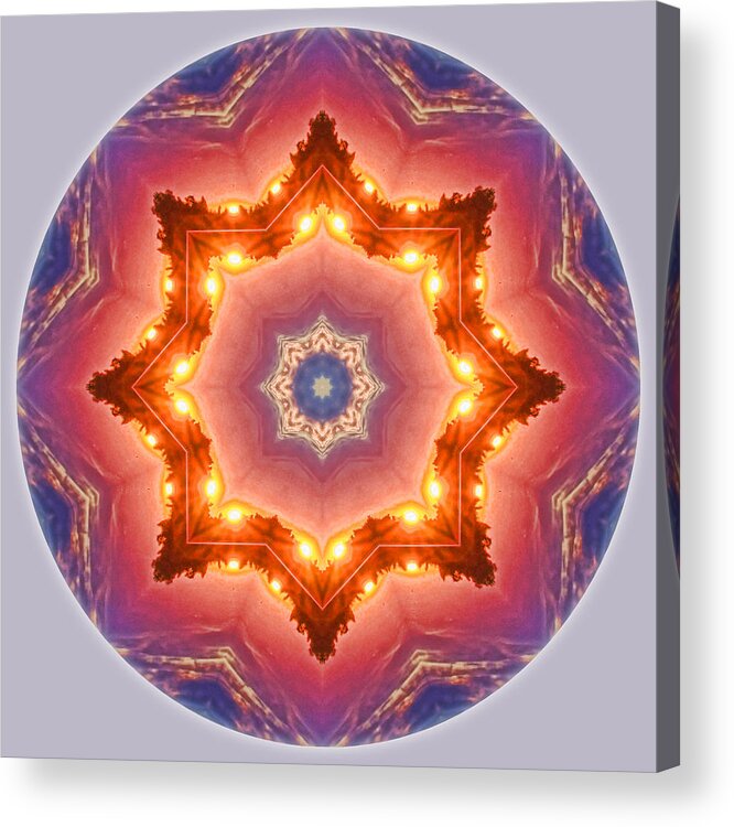 Mandala Acrylic Print featuring the photograph Lake Sunset Mandala by Beth Venner