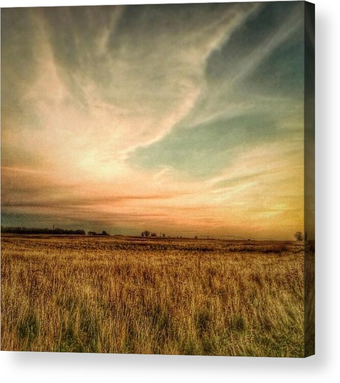 Clouds Acrylic Print featuring the photograph #landscape #skyscape #rural #fields by Vicki Field
