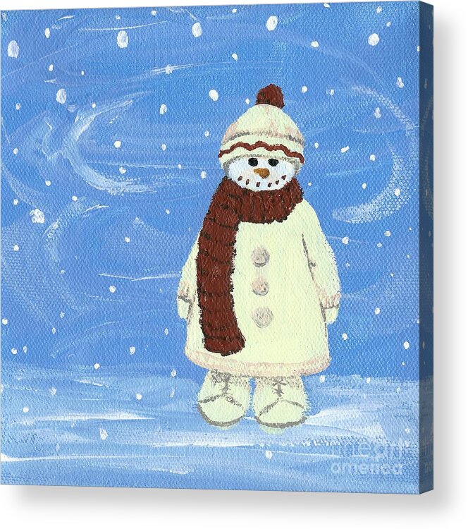 Snowman Acrylic Print featuring the painting Last Decoration Snowman by Lynn Babineau