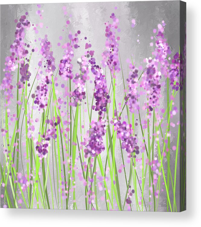 Lavender Acrylic Print featuring the painting Lavender Blossoms - Lavender Field Painting by Lourry Legarde