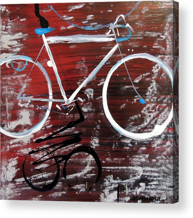 Bike Acrylic Print featuring the painting Let's Ride I by Vivian Mora
