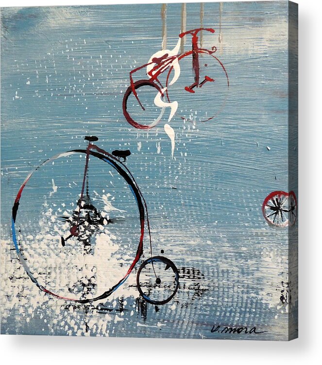 Bicycle Acrylic Print featuring the painting Let's Ride II by Vivian Mora