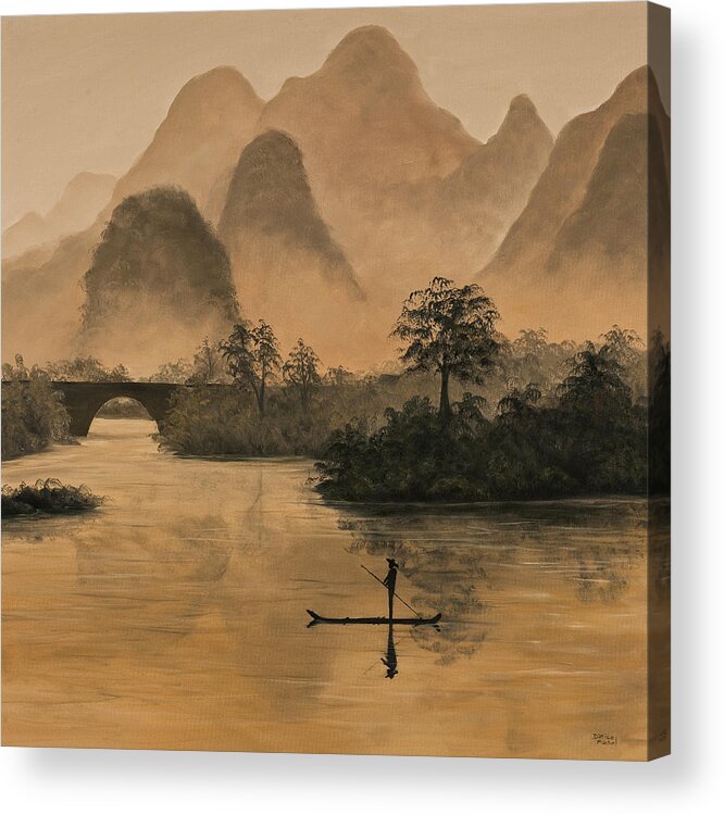 River Acrylic Print featuring the painting Li River China by Darice Machel McGuire