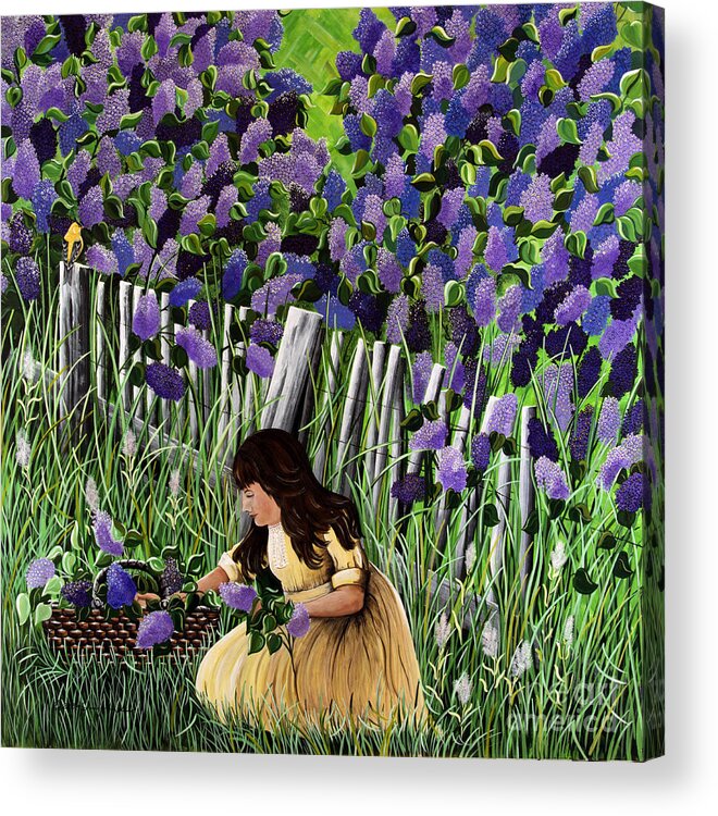 Lilacs Acrylic Print featuring the painting Lillian's Lilacs by Jennifer Lake