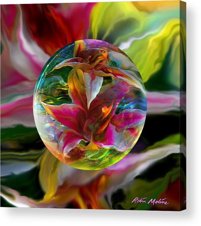 Art Globe Acrylic Print featuring the painting Lillium Bulbiferum by Robin Moline