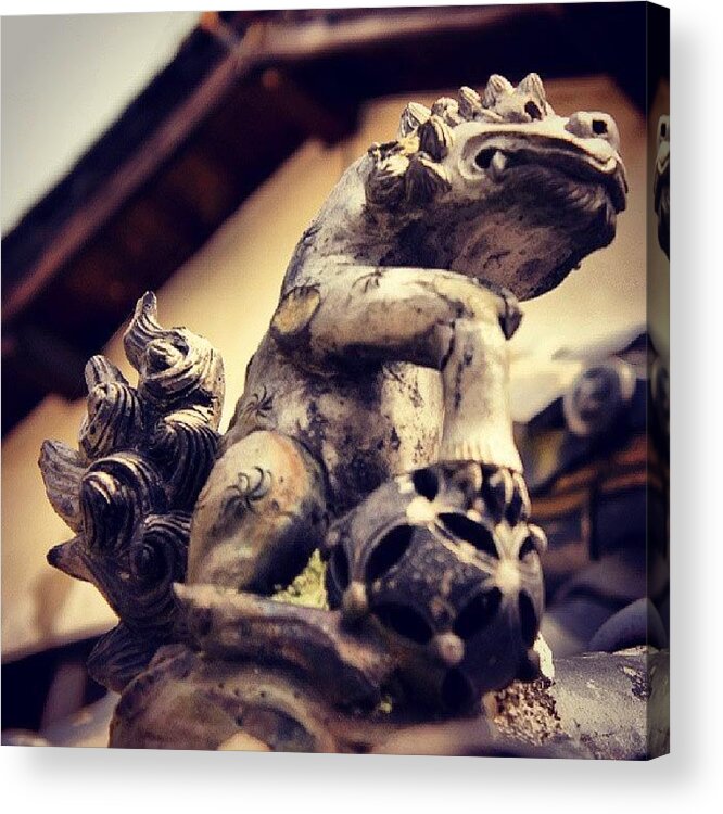 Beautiful Acrylic Print featuring the photograph Lion Statue 獅子像 by My Senx