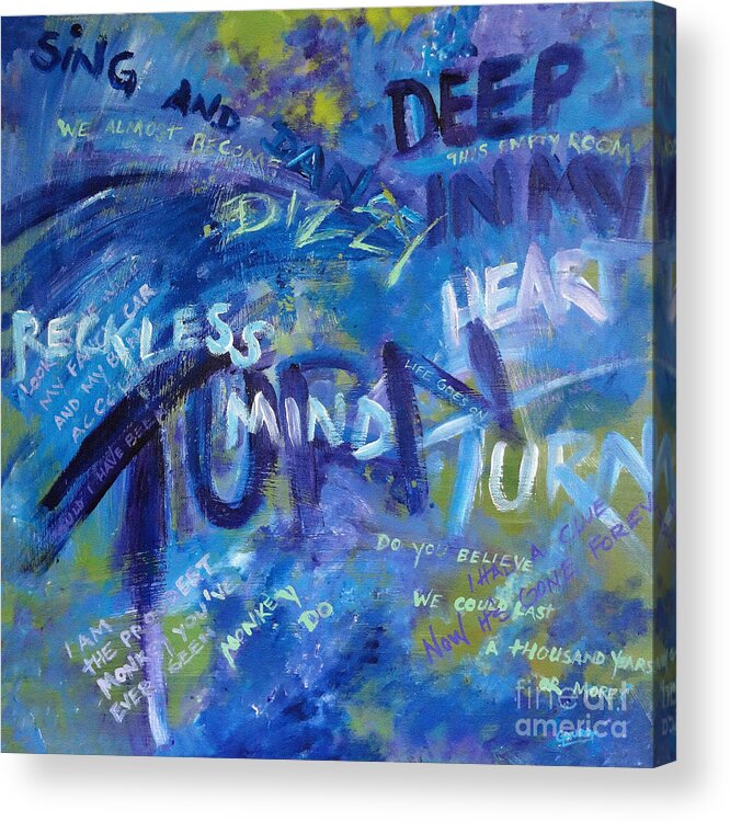 Dave Mattews Acrylic Print featuring the painting Listening to Dave Matthews by Ginny Gaura