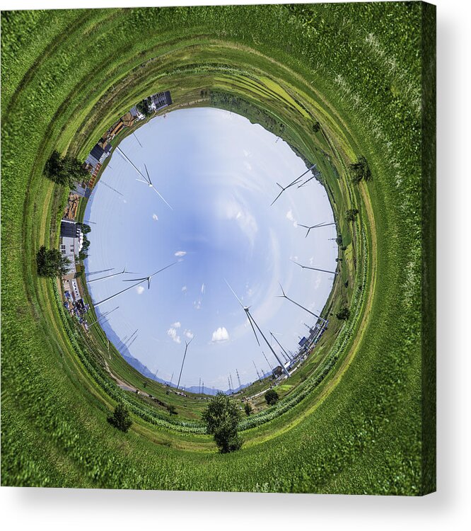 Mongolian Culture Acrylic Print featuring the photograph Little Planet Effect, Grassy Field by Copyright Xinzheng. All Rights Reserved.