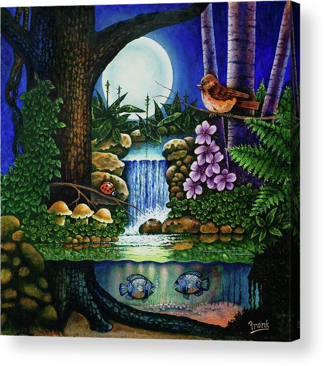 Fantasy Acrylic Print featuring the painting Little World Chapter Full Moon by Michael Frank