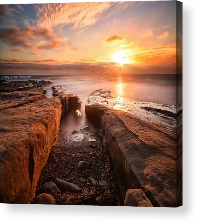  Acrylic Print featuring the photograph Long Exposure Sunset At A Rocky Reef In by Larry Marshall