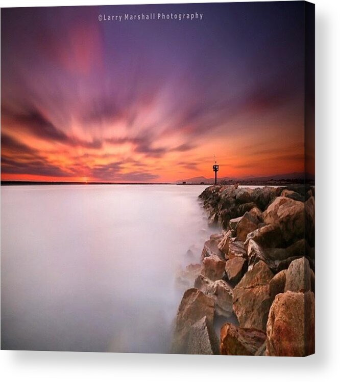  Acrylic Print featuring the photograph Long Exposure Sunset Shot At A Rock by Larry Marshall