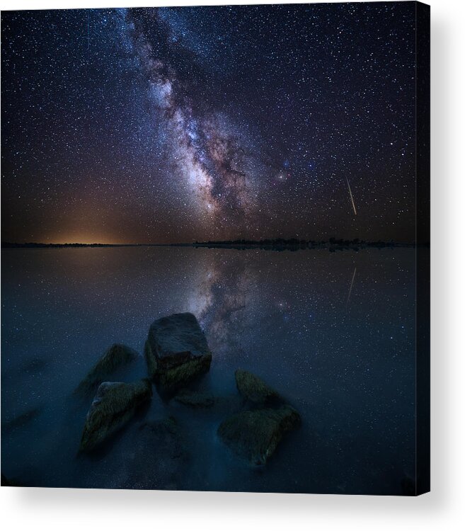 Milky Way Acrylic Print featuring the photograph Looking at the Stars by Aaron J Groen