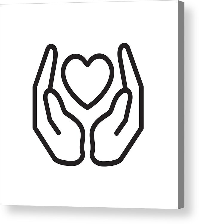 Charity Benefit Acrylic Print featuring the drawing Love and Care - Outline Icon - Pixel Perfect by Lushik
