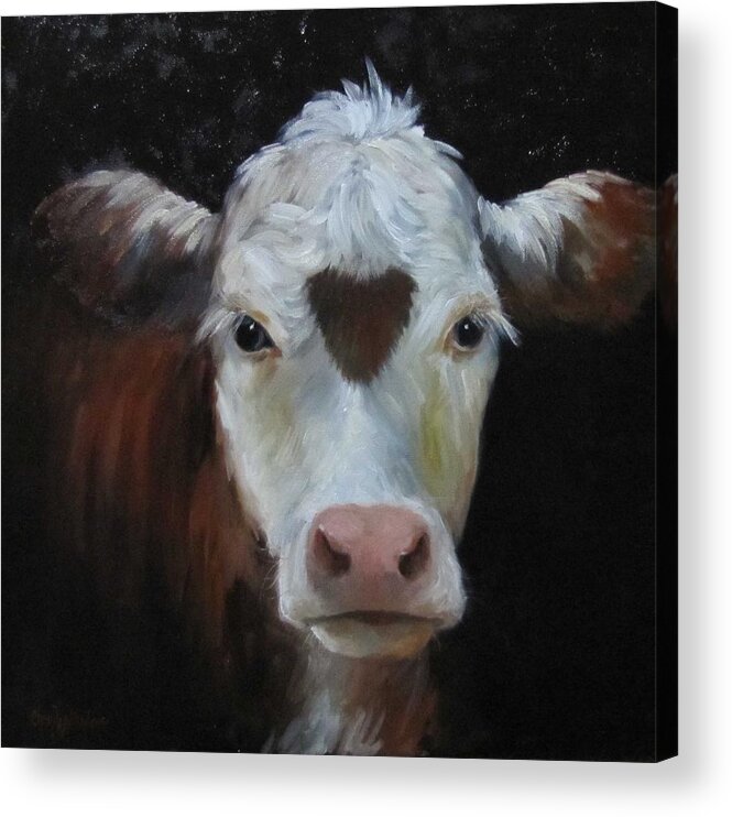 Cow Print Acrylic Print featuring the painting Love Love Me Do by Cheri Wollenberg