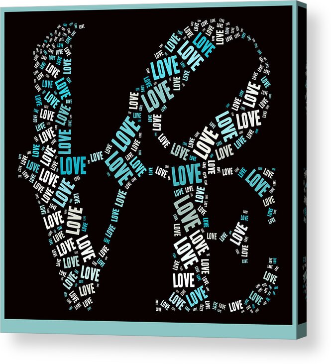 Turquoise Acrylic Print featuring the digital art Love Quatro - s01a by Variance Collections