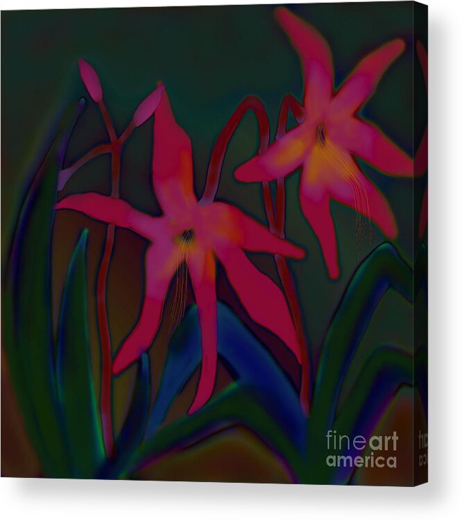 Lily Painting Acrylic Print featuring the digital art Lovely Lilies by Latha Gokuldas Panicker