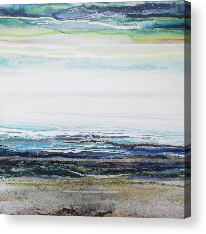 Sea Acrylic Print featuring the mixed media Low newton beach Rhythms and textures III by Mike  Bell