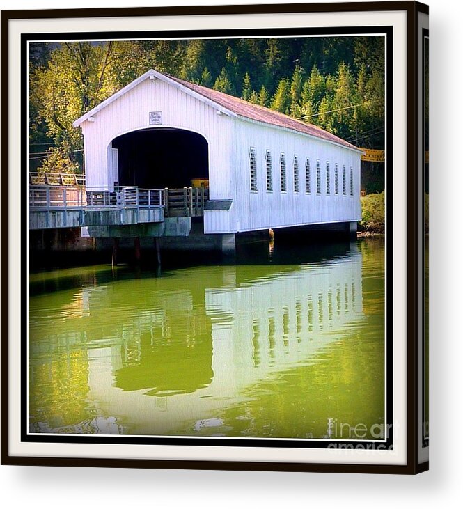 Lowell Covered Bridge Acrylic Print featuring the photograph Lowell Covered Bridge by Susan Garren