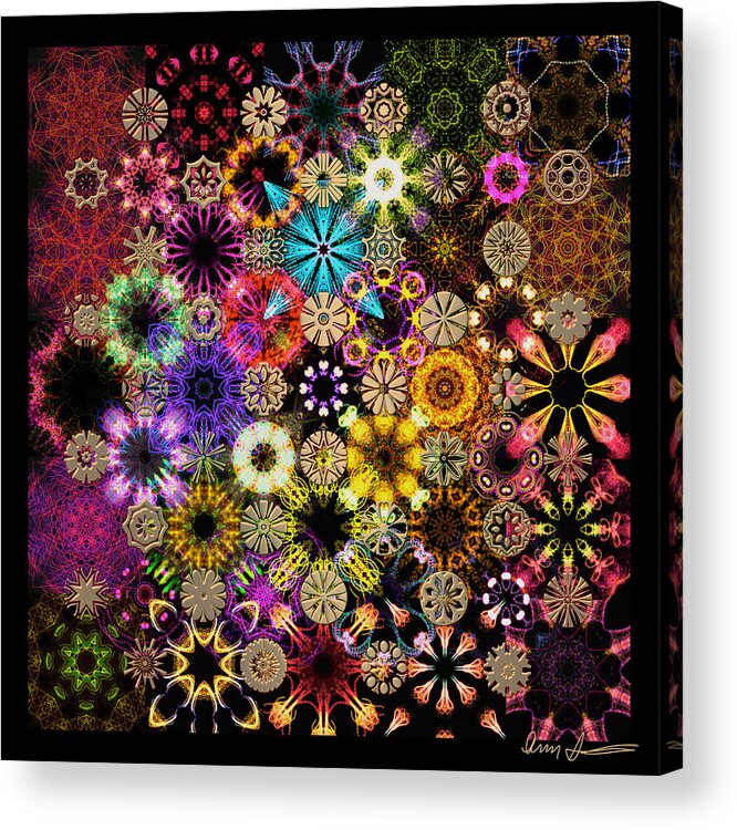 Floral Acrylic Print featuring the digital art Luminiscent Kaleidoctogarden by Ann Stretton