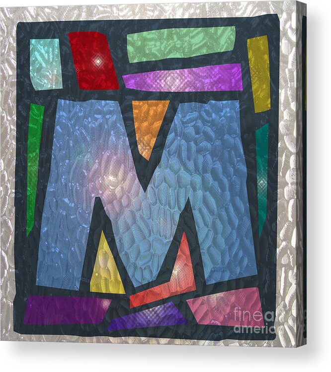 Abstract Acrylic Print featuring the digital art M as Stained Glass by Megan Dirsa-DuBois