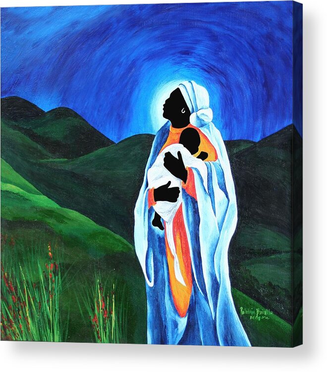 Female Acrylic Print featuring the painting Madonna And Child Hope For The World by Patricia Brintle