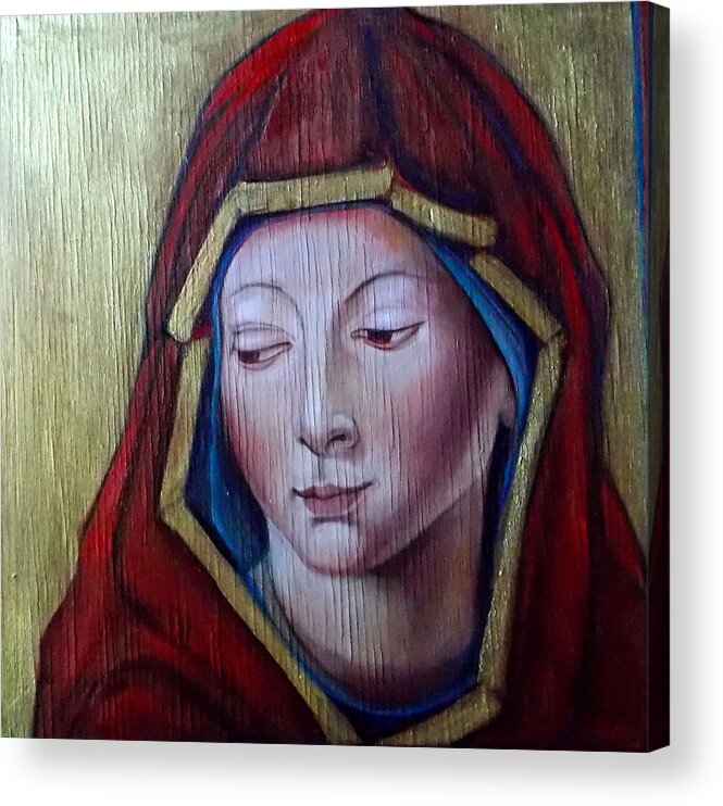 Blessed Virgin Mary Acrylic Print featuring the painting Madonna of Peace by Irena Mohr