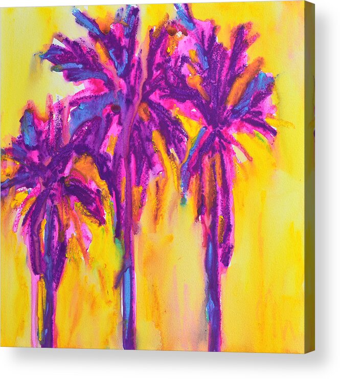 Art Acrylic Print featuring the painting Magenta Palm Trees by Patricia Awapara