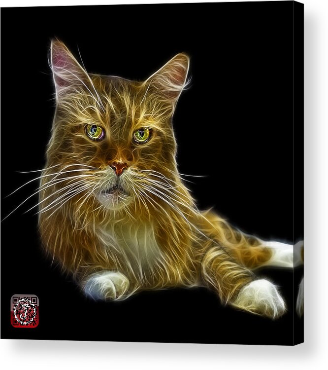 Cat Acrylic Print featuring the painting Maine Coon Cat - 3926 - BB by James Ahn