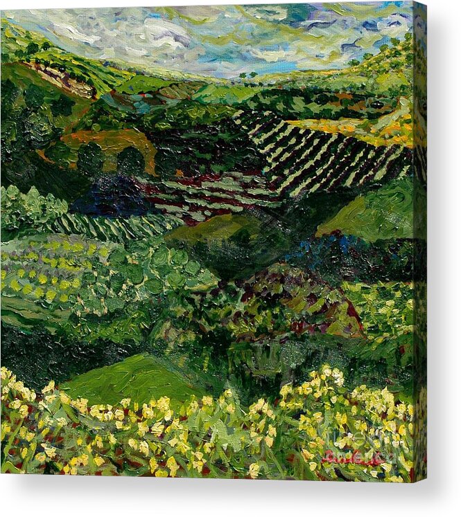 Landscape Acrylic Print featuring the painting Majestic Valley by Allan P Friedlander