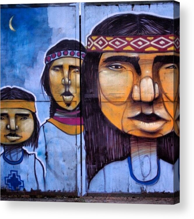 Mapuche Acrylic Print featuring the painting Mapuche Chilean Aborigine Graffiti's by Sandra Lira