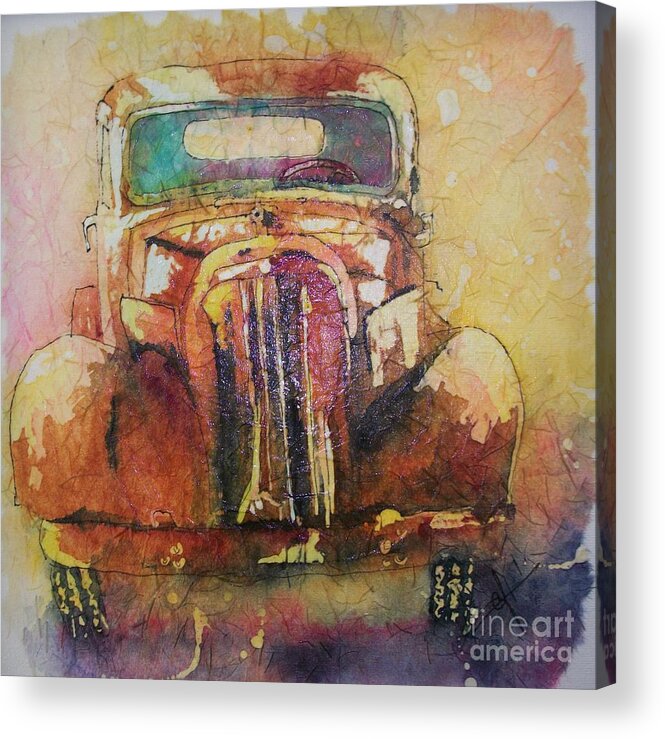 Old Truck Acrylic Print featuring the painting Marcias Truck by Carol Losinski Naylor
