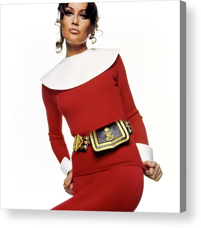 Accessories Acrylic Print featuring the photograph Marisa Mell Wearing Giorgio Di Sant'angelo by Bert Stern