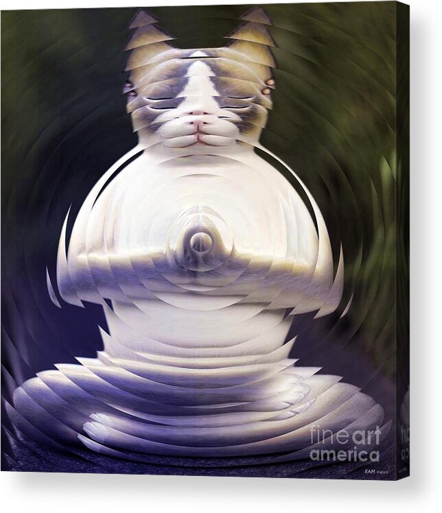 Fractal Art Acrylic Print featuring the digital art Meditation Kitty by Elizabeth McTaggart