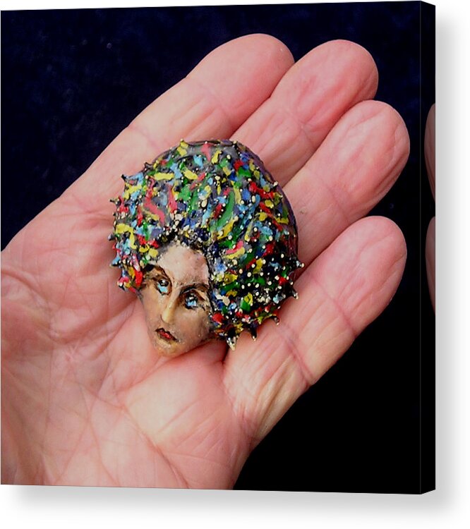 Cameo Acrylic Print featuring the sculpture Medusa Cameo I by Roger Swezey