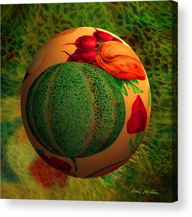 Melon Acrylic Print featuring the digital art Melon Ball by Robin Moline