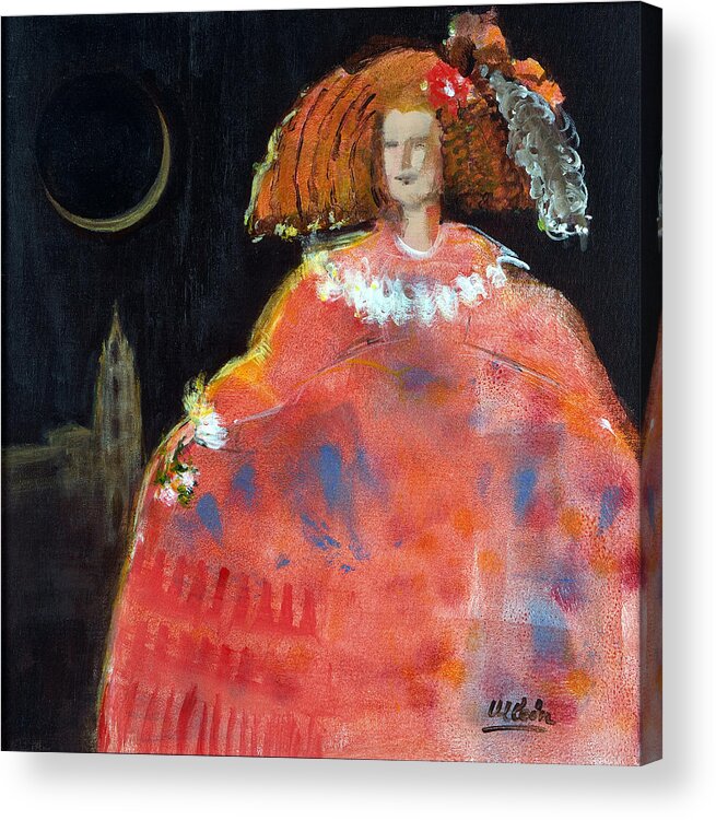Female Acrylic Print featuring the photograph Menina And Cathedral Oil & Acrylic On Canvas by Marisa Leon