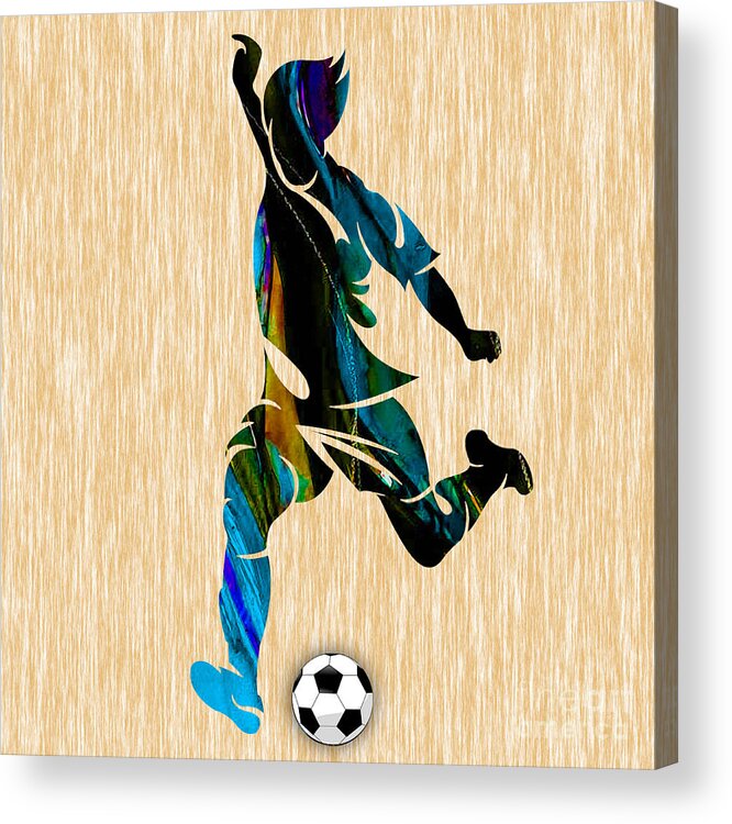 Soccer Acrylic Print featuring the mixed media Mens Soccer by Marvin Blaine