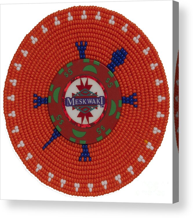 Beadwork Acrylic Print featuring the digital art Meskwaki Orange by Douglas Limon