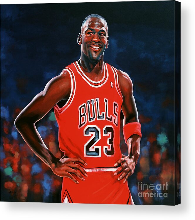 Michael Jordan Acrylic Print featuring the painting Michael Jordan by Paul Meijering