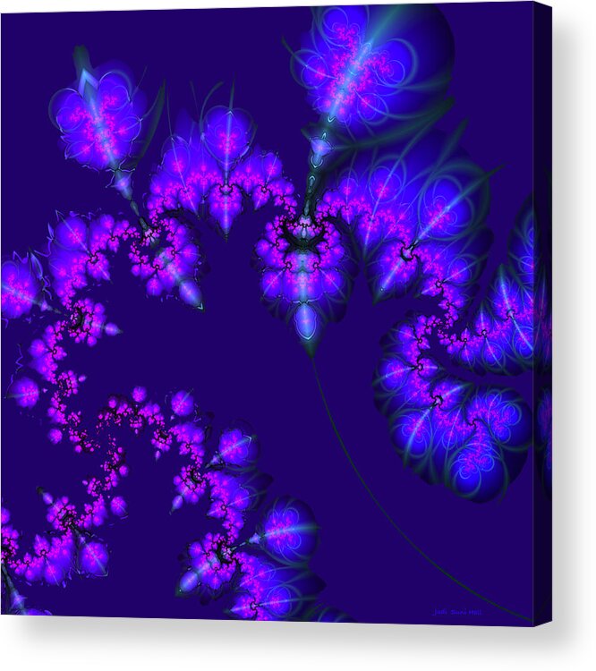 Fractal Acrylic Print featuring the digital art Midnight Blossoms by Judi Suni Hall