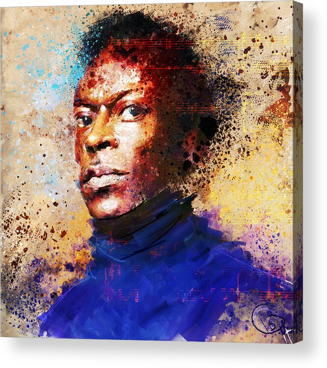 Music Icons Acrylic Print featuring the digital art Miles Ahead by Howard Barry