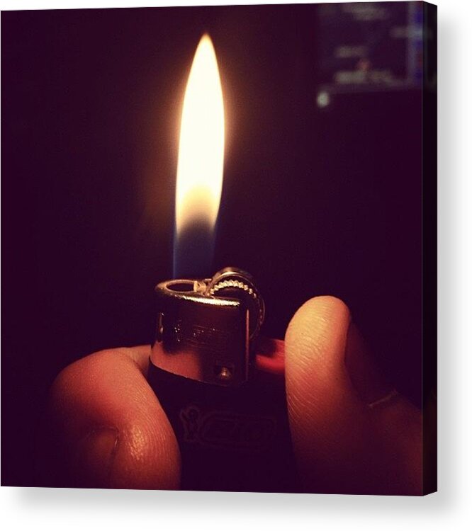 Bored Acrylic Print featuring the photograph Mini Bic #bic #lighter #flame #fire by Geoff Clarke