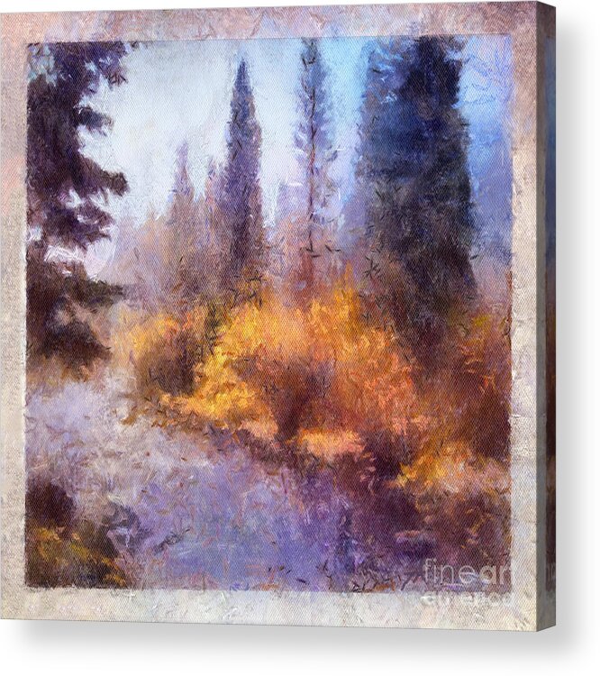 Mysty Acrylic Print featuring the painting Misty River Afternoon by Teri Atkins Brown