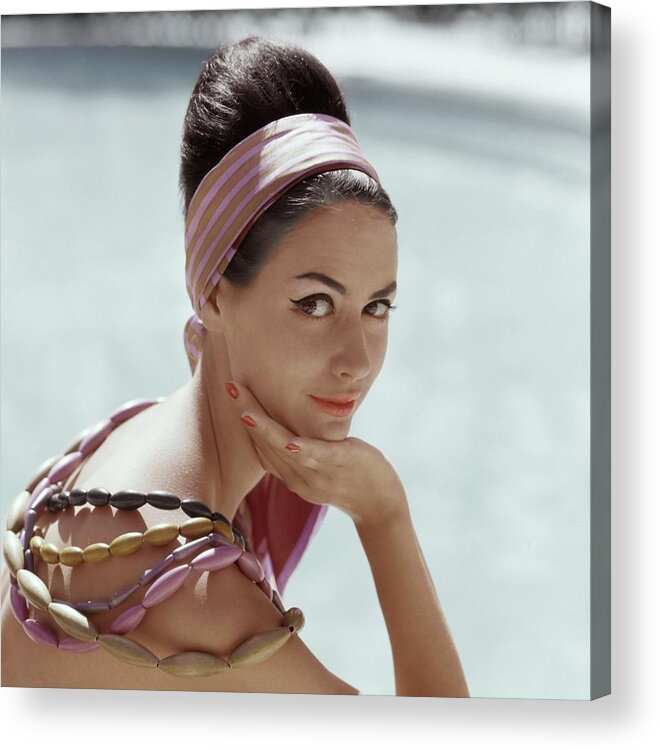 Fashion Acrylic Print featuring the photograph Model Wearing Turban In Front Of Lake by Leombruno-Bodi