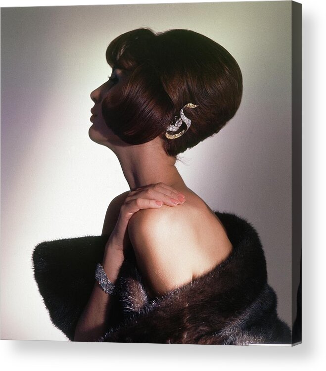 Model With French Twist Hairstyle And Hair Acrylic Print by Horst P. Horst  - Conde Nast