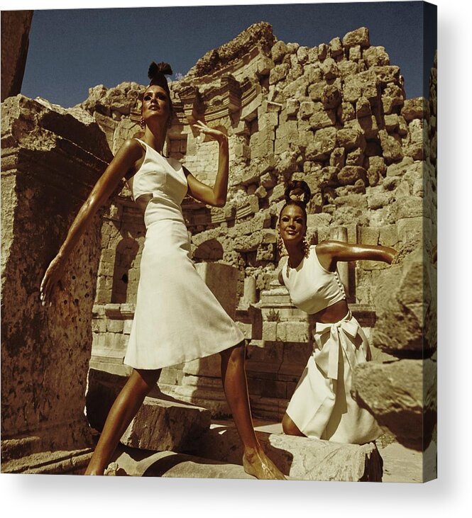 Fashion Acrylic Print featuring the photograph Models At Nymphaeum by Henry Clarke