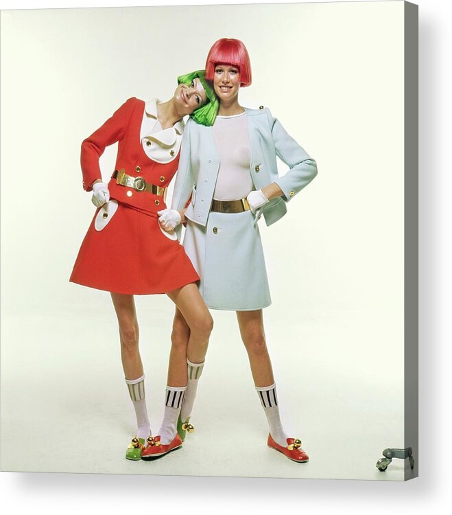 Fashion Acrylic Print featuring the photograph Models Wearing Andre Courreges Ensembles by Bert Stern